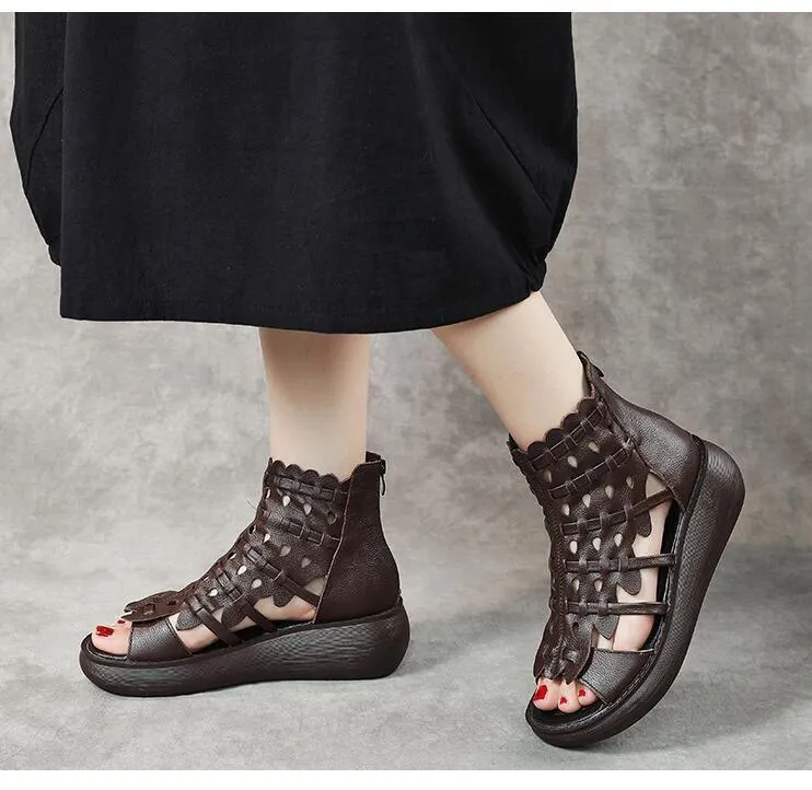 Ankle Boots Women's Casual Shoes GRCL0321 Leather Wedges Sandals