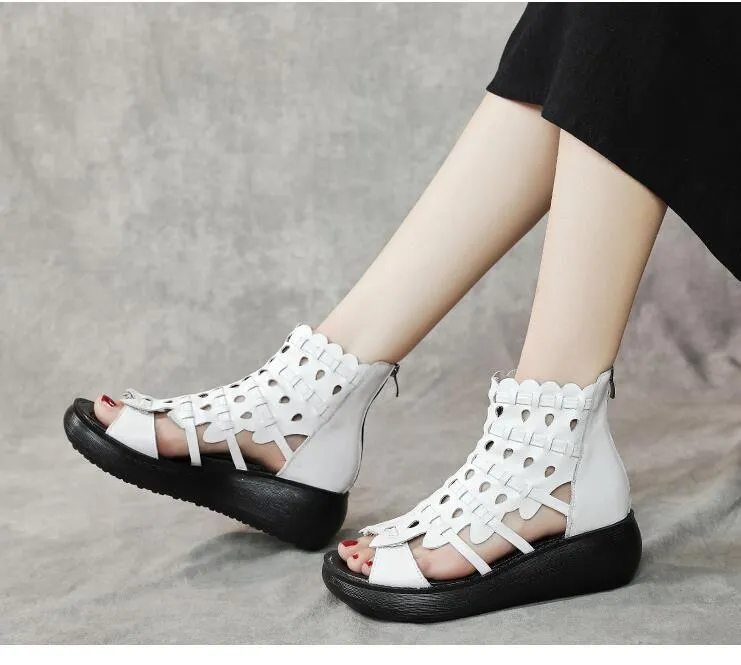Ankle Boots Women's Casual Shoes GRCL0321 Leather Wedges Sandals