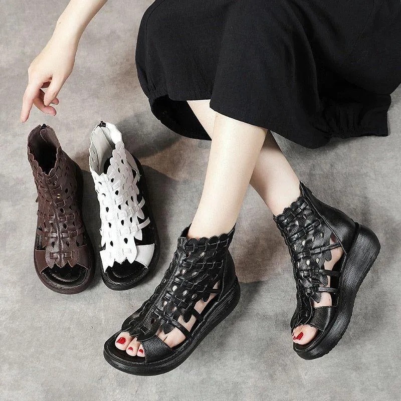 Ankle Boots Women's Casual Shoes GRCL0321 Leather Wedges Sandals