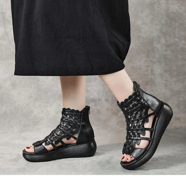 Ankle Boots Women's Casual Shoes GRCL0321 Leather Wedges Sandals