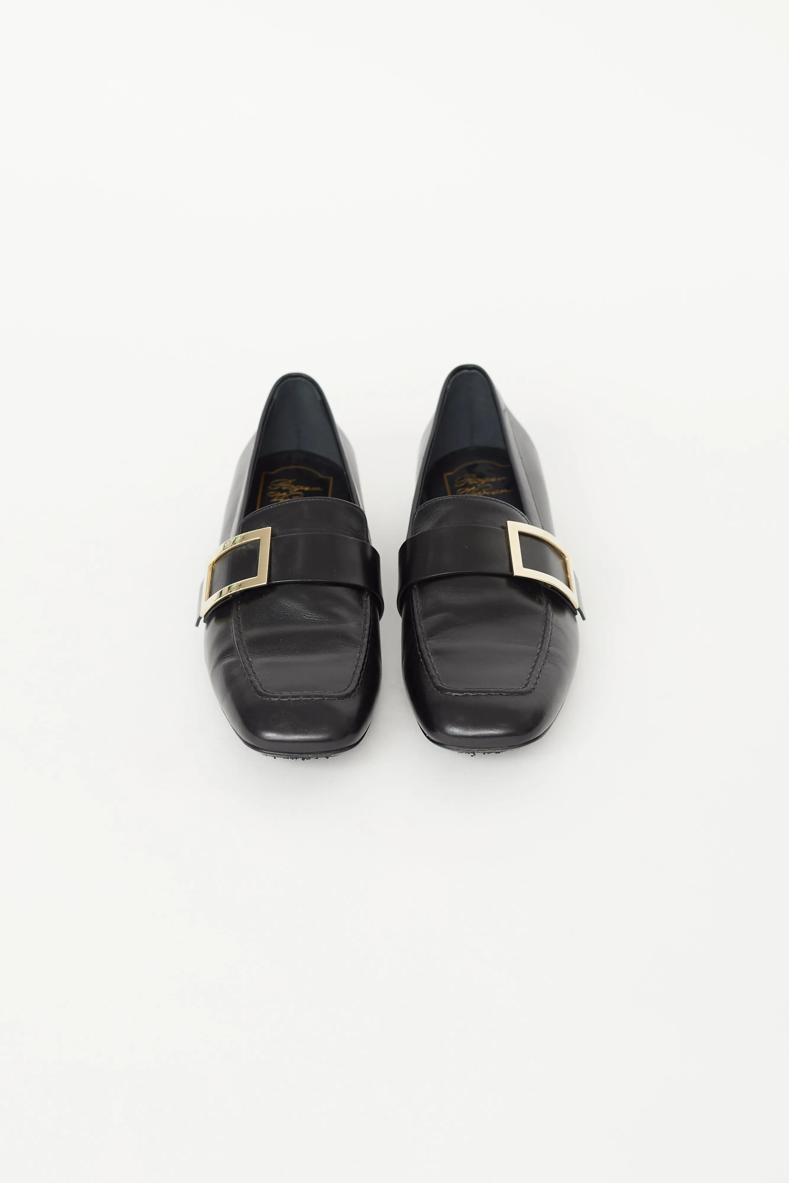 Black Leather Buckle Loafer
