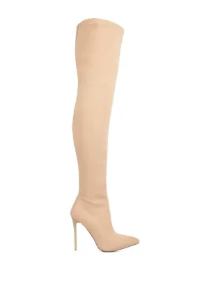Chic Stiletto Knee-High Boots in Luxurious Stretch Faux Suede