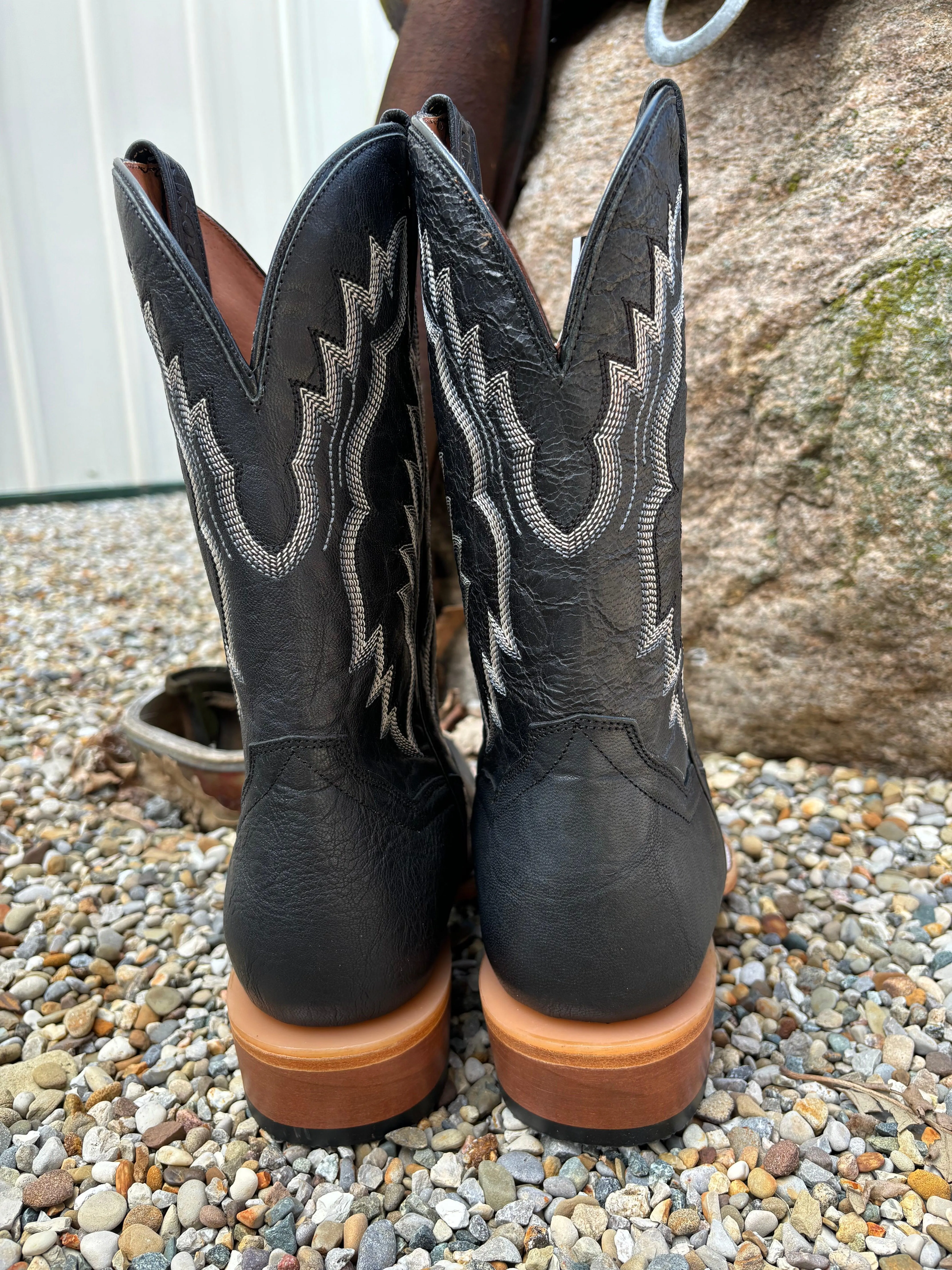 Dan Post Men's Boerne Black Leather Cutter Toe Cowboy Boots DP5025