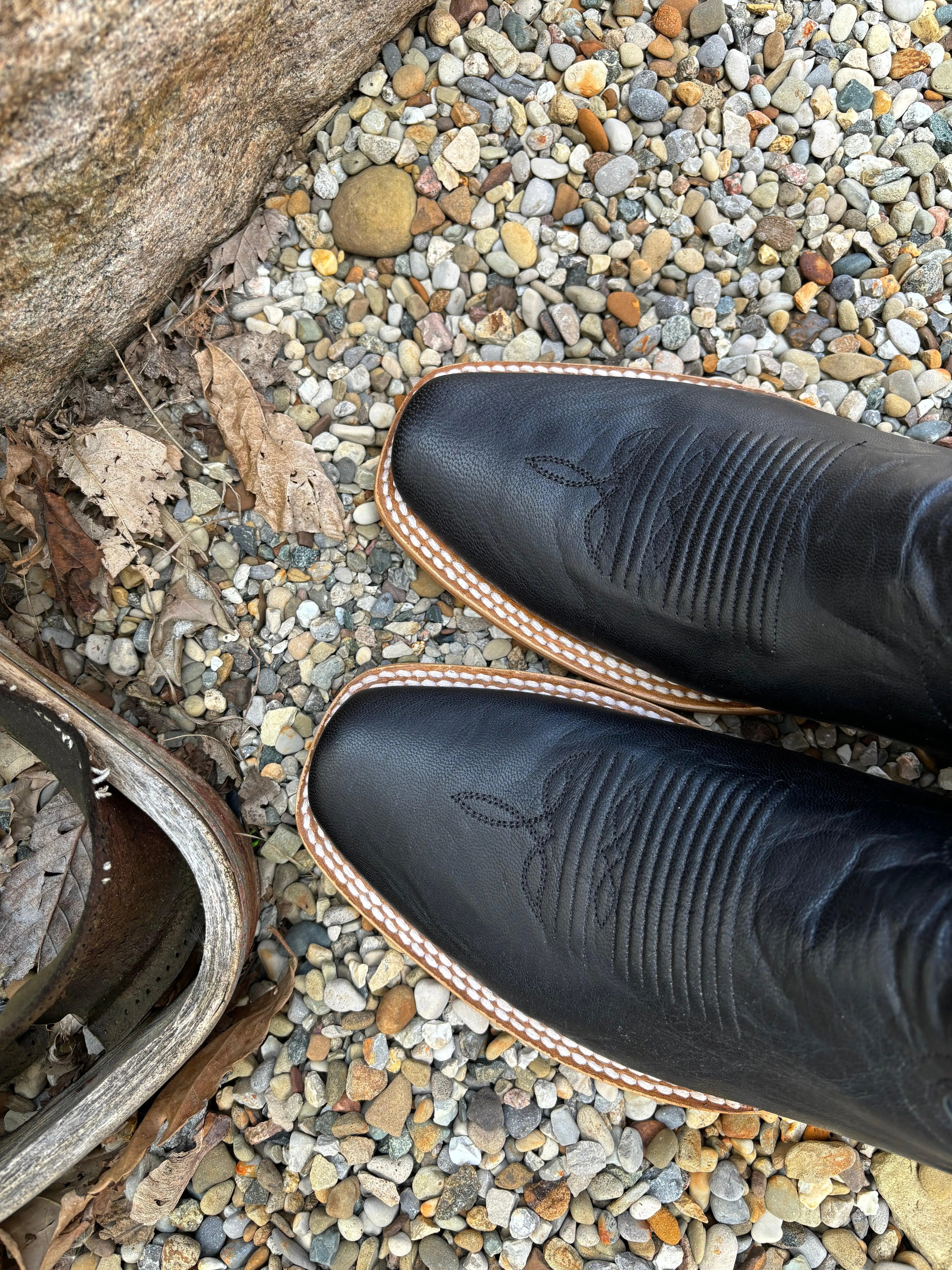 Dan Post Men's Boerne Black Leather Cutter Toe Cowboy Boots DP5025