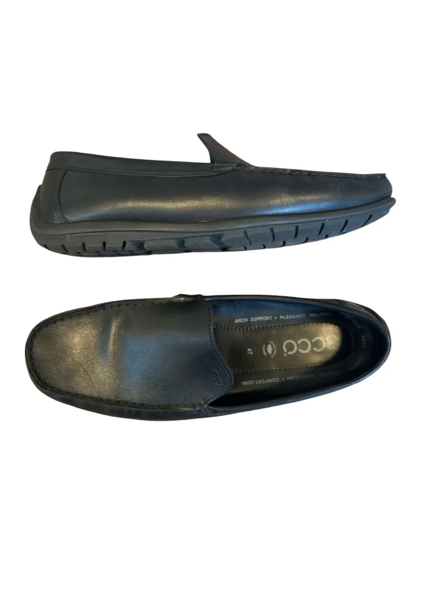 ecco Shoe Size 47 Black Leather Men's Loafers