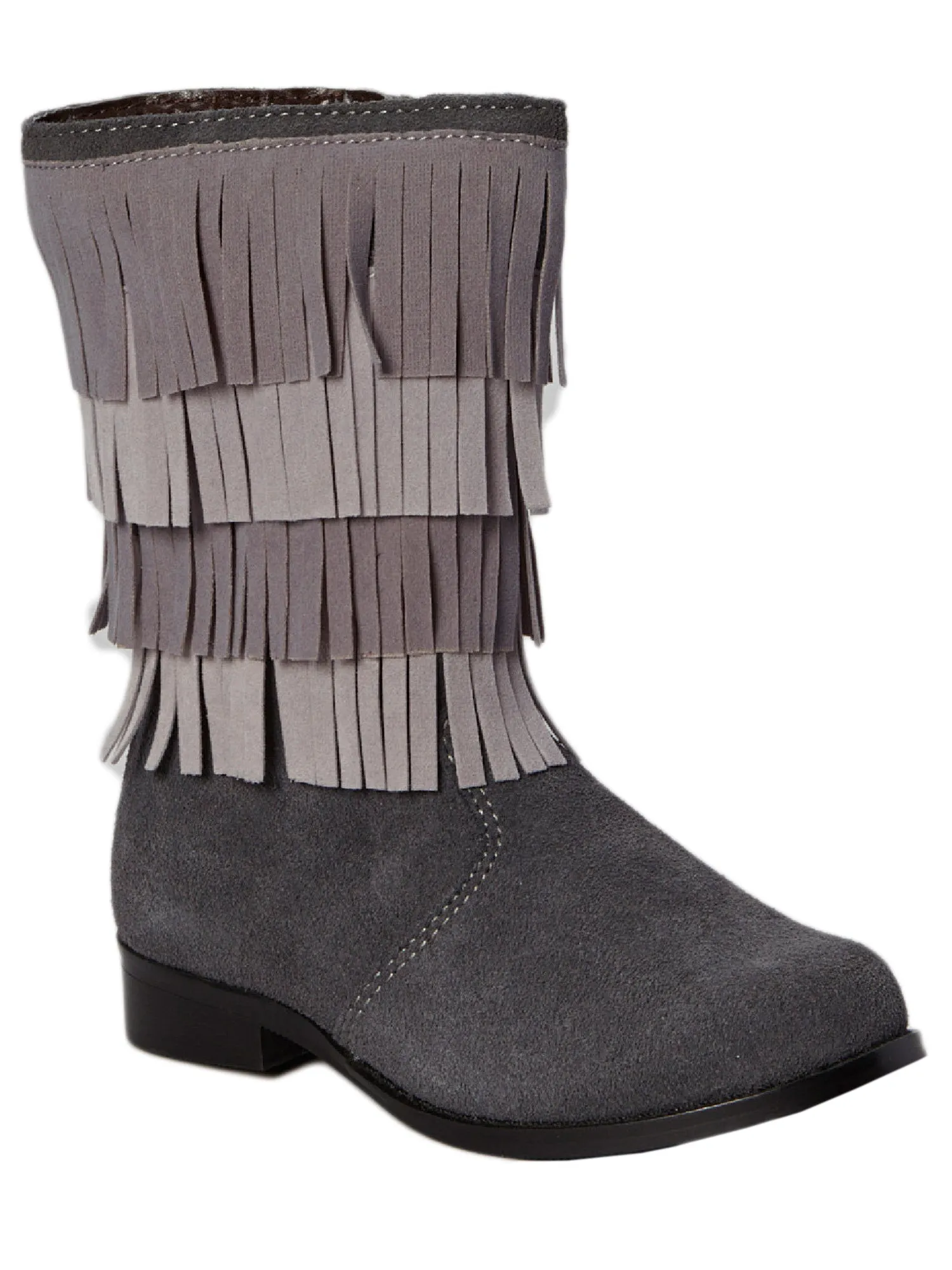 Girls Grey Sierra Fringe Fashion Boots 7 Toddler-2 Kids