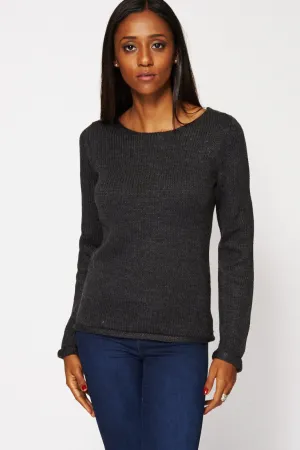 Grey Knit Pullover Sweater