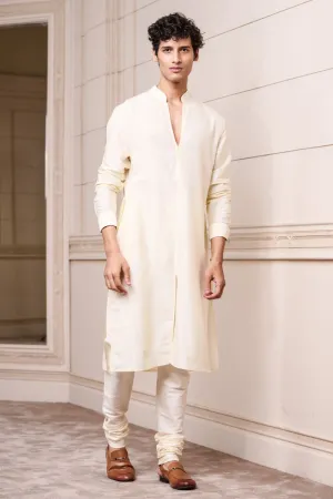 Off White Open Collar Kurta