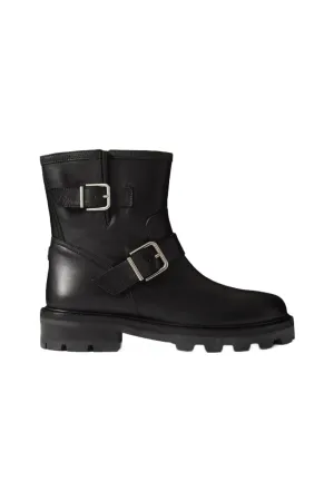 Youth II Buckled Leather Black Ankle Boots